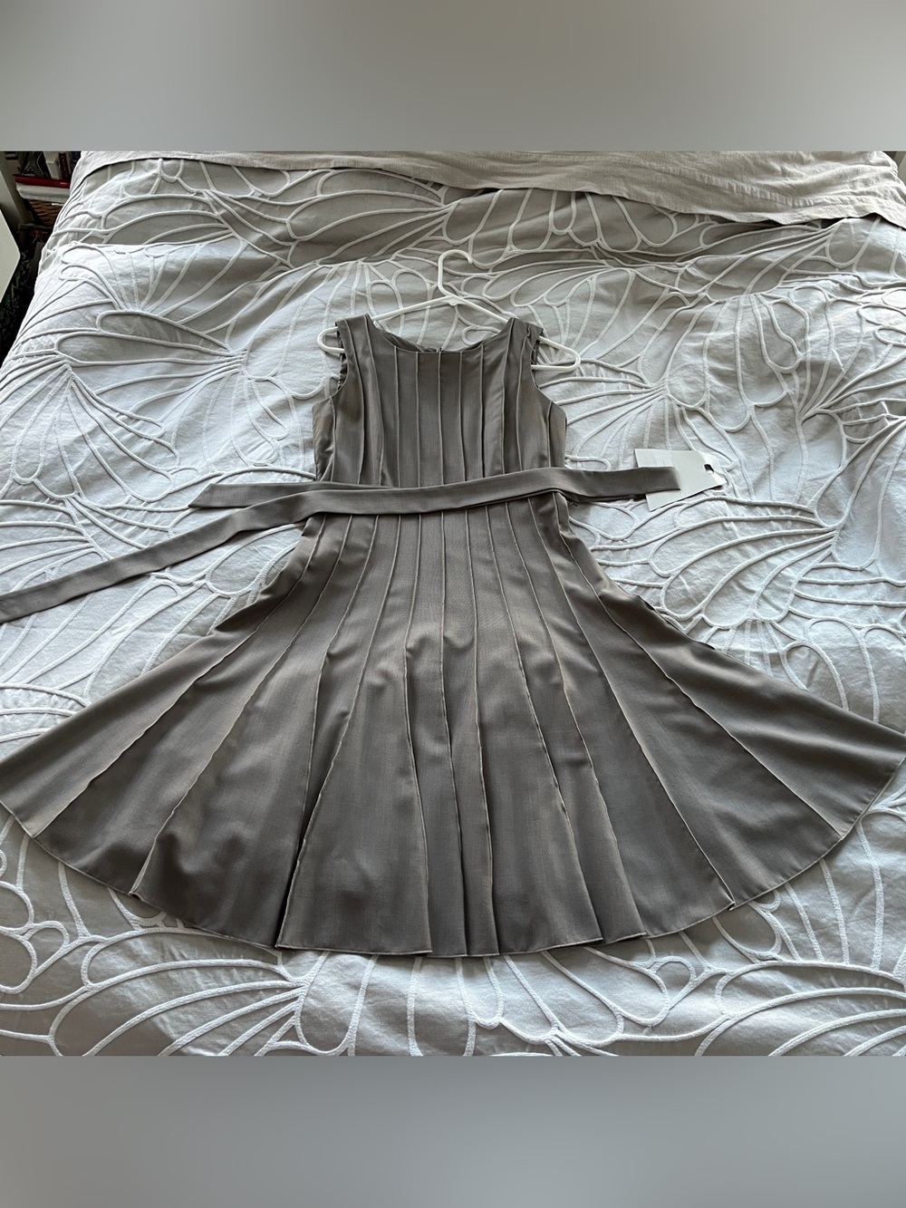 Pleated A-Line Sleeveless Dress in Gray